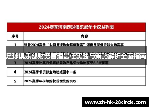 足球俱乐部财务管理最佳实践与策略解析全面指南 足球俱乐部财务管理最佳实践与策略解析全面指南